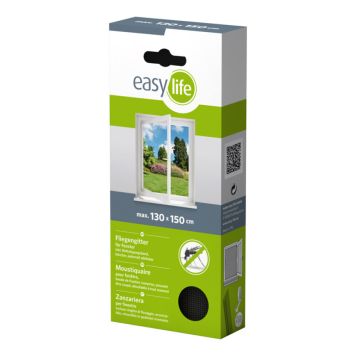 Hyönteisverkko ikkunaan Easy Life 130 x 150 cm Antrasiitti