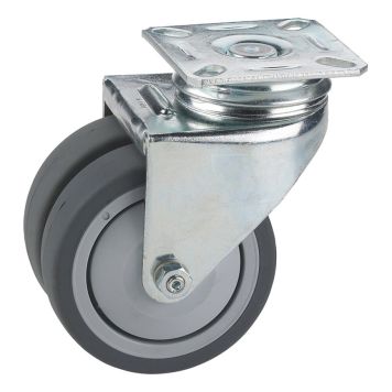 Kaksoispyörä Stabilit Ø 75 x 25 mm, levy 60 x 60 mm