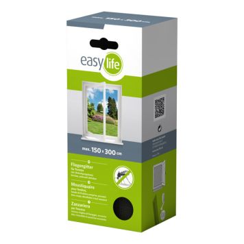 Hyönteisverkko ikkunaan Easy Life 150 x 300 cm Antrasiitti