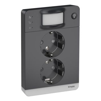 Pistorasia Schneider Electric Exxact 2-osainen liiketunnistin ja valo Antrasiitti