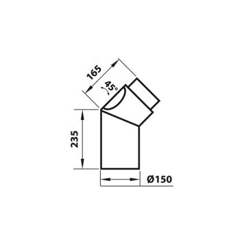 Liiitosputki Aduro musta 45 astetta. 235x165 mm. Puhdistusluukulla.
