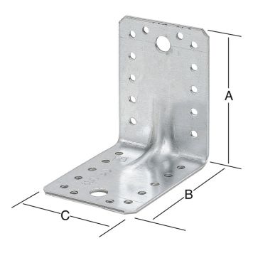 Kulmarauta Sinkitty Vahvistettu 105 x 105 x 90 mm