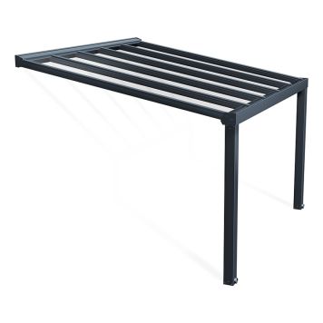 Terassikatos Canopia Stockholm harmaa/kirkas 3,4 x 3,7 m