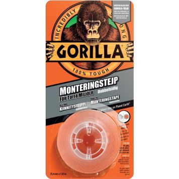 Kiinnitysteippi Gorilla HD Mounting Tape 25 mm x 1,5 m