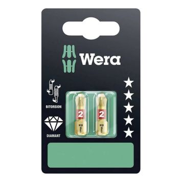 Wera Ruuvauskärki Diamant 851/1 BDC SB BIT 2 Kpl PH 2 X 25 mm