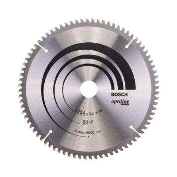 Pyörösahanterä Bosch Optiline Wood 254 x 2,5 mm T80
