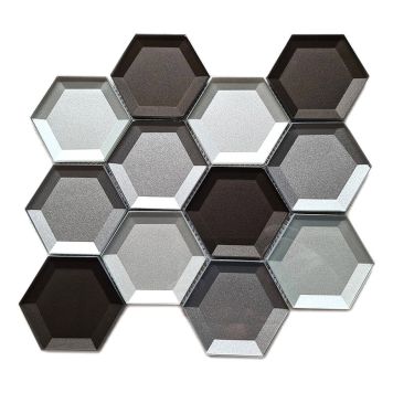 Mosaiikkilaatta Hexagon Crystal XBH HX159 22,5 x 26,5 cm Ruskea/Valkoinen