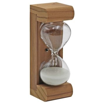 Tiimalasi Saunia 15 min lämpökäsitelty puu/valkoinen hiekka 11 x 3,5 cm