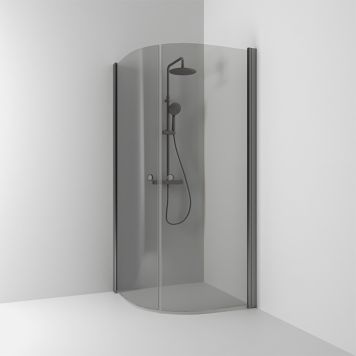 Puolipyöreä suihkukulma Svedbergs Skoga Lyijynmusta/Savulasi