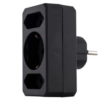 Haaroituskosketin Rev 3-os 1 x Schuko ja 2 x Euro pistoke Musta