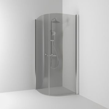 Puolipyöreä suihkukulma Svedbergs Skoga Kiiltävä alumiini/Savulasi