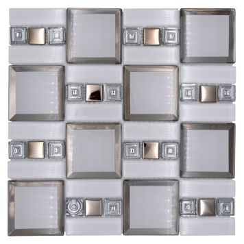 Mosaiikkilaatta Kombi Crystal XCM SQ98 30 x 30 cm Valkoinen/Harmaa