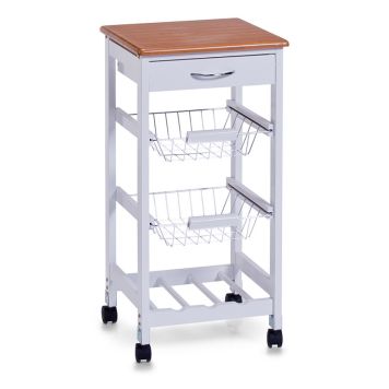 Keittiövaunu Zeller valkoinen/bambu 37 x 37 x 76,5 cm