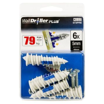 Kipsilevytulppa Cobra WallDriller Plus 5 mm 6 kpl