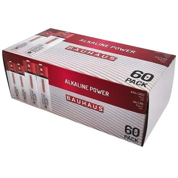 Alkaliparisto BAUHAUS Alkali-Mangan AAA ja AA 60 kpl/pkt