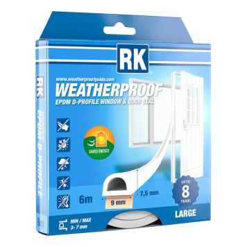 Ikkuna- ja ovitiiviste RK D-profiili Valkoinen 6 m