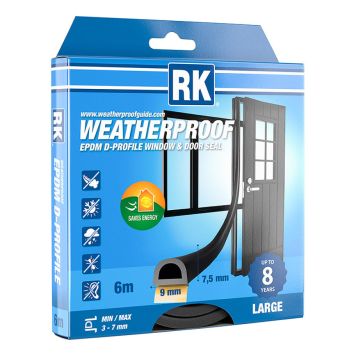 Ikkuna- ja ovitiiviste RK D-profiili musta 6 m