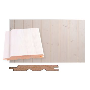 Kattopaneeli Maler Smart STP-10 kuusi valkolakattu 14 x 120 mm, eri pituuksia