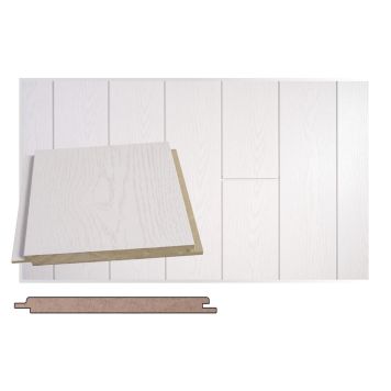 Sisustuspaneeli Maler Tuhti MDF Valkosaarni 15 x 160 x 2400 mm