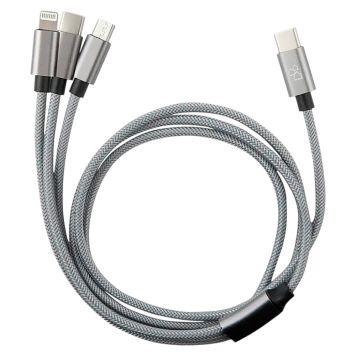 USB-kaapeli Bauhaus 3in1 harmaa 3 m
