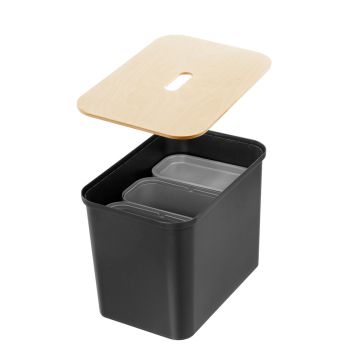 Lajitteluastiasetti SmartStore Collect 76 L Musta Vanerikannella