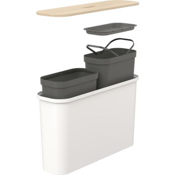 Lajitteluastiasetti SmartStore Collect Slim Set Valkoinen 46 l + vanerikansi