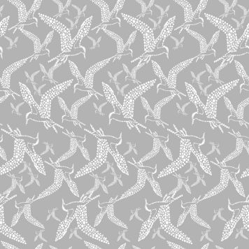 Kuitutapetti Ivana HKI Harmaa/Valkoinen Lintu