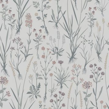 Kuitutapetti Rantaniitty Harmaa/tummat kasvit