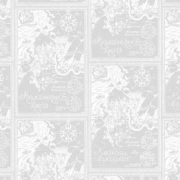 Kuitutapetti Muumi Harmaapohjainen kartta