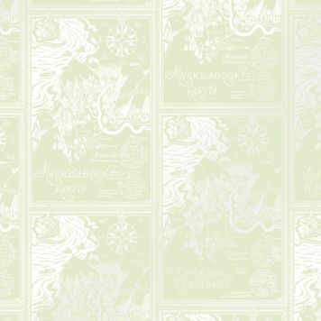 Kuitutapetti Muumi Vihreäpohjainen kartta