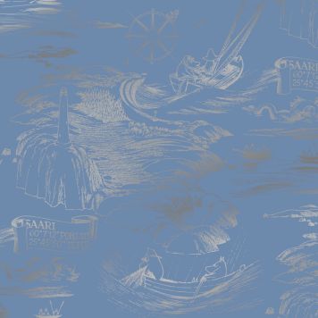 Kuitutapetti Muumi merihenkinen sinihopea