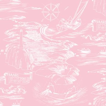 Kuitutapetti Muumi merihenkinen vanavalkoinen