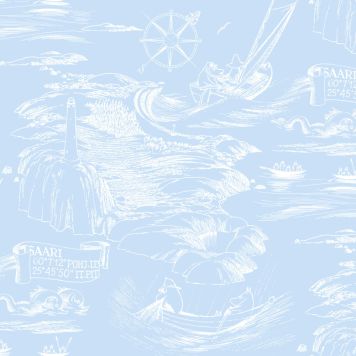 Kuitutapetti Muumi merihenkinen sinivalkoinen