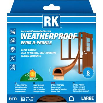 Ikkuna- ja ovitiiviste RK D-profiili Ruskea 6 m