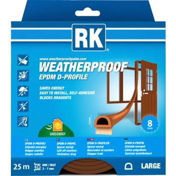 Ikkuna- ja ovitiiviste RK D-profiili Ruskea 25 m