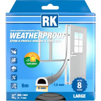 Ikkuna- ja ovitiiviste RK D-profiili harmaa 6 m