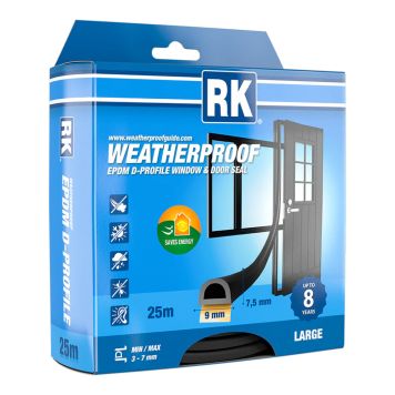 Ikkuna- ja ovitiiviste RK D-profiili musta 25 m