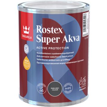 Ruosteenestopohjamaali Tikkurila Rostex Super Akva Tummanharmaa