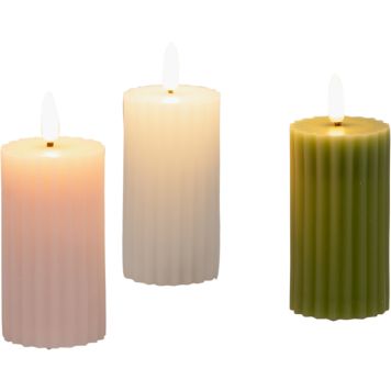 LED-pöytäkynttilä rihlattu lajitelma