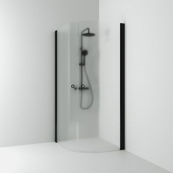 Puolipyöreä suihkukulma Svedbergs Skoga Mattamusta/Huurrelasi