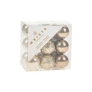 Joulupallolajitelma shampanja-ruskea 3 cm 18 kpl