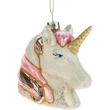 Joulukoriste yksisarvinen 8,5 x 8 cm valkokulta