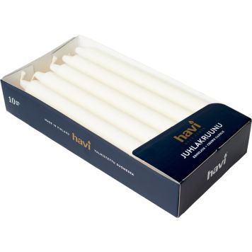 Juhlakruunukynttilä Havi 24 cm 10 kpl valkoinen