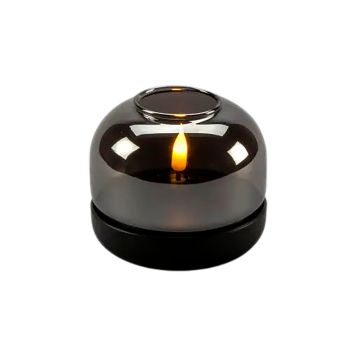 Pöytäkoriste Konstsmide LED-kynttilä mattamusta/savulasi Ø 8,5 cm