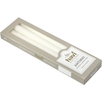 Antiikkikynttilä Havi 28 cm 4 kpl valkoinen