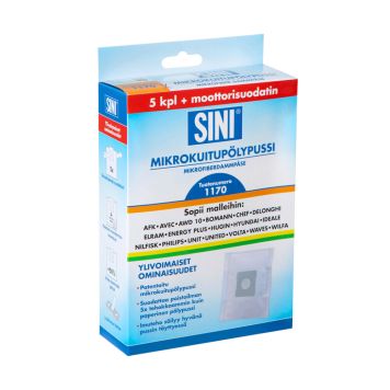 Mikrokuitupölypussi Sini 1170 5 kpl