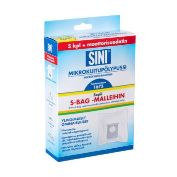 Mikrokuitupölypussi Sini 1675 S-Bag 5 kpl