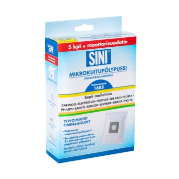 Mikrokuitupölypussi Sini 1685 5 kpl
