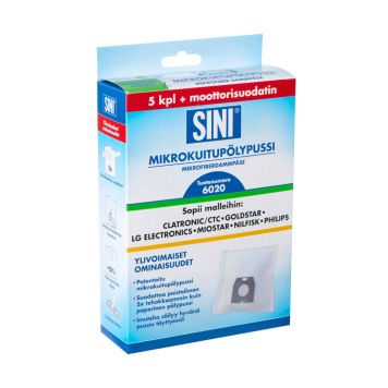 Mikrokuitupölypussi Sini 6020 5 kpl