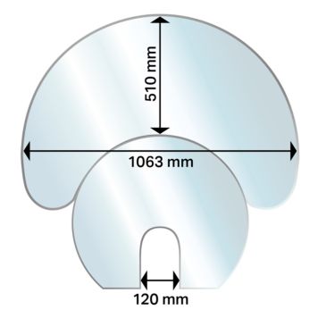 Suojalevy lattialle Aduro Lasi Puolikuun muotoinen 1063 x 510 mm